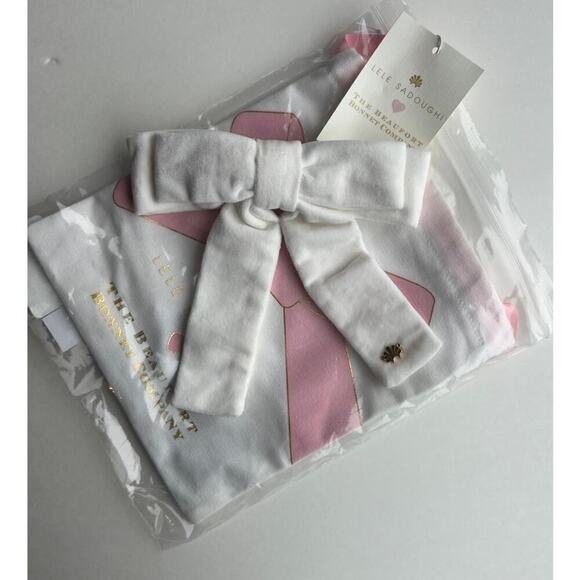 Lele Sadoughi Velvet Bow Barrette White Gold Logo NWT - Picture 4 of 10